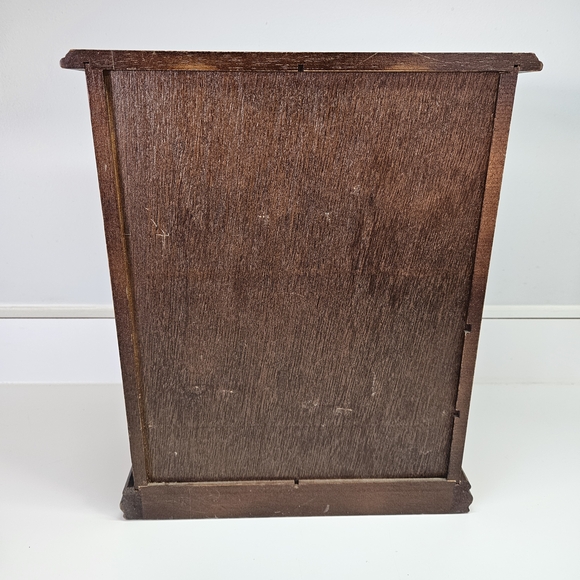 VINTAGE Wood Armoire Jewelry Box Double Etched Flower Glass Doors - Picture 5 of 11